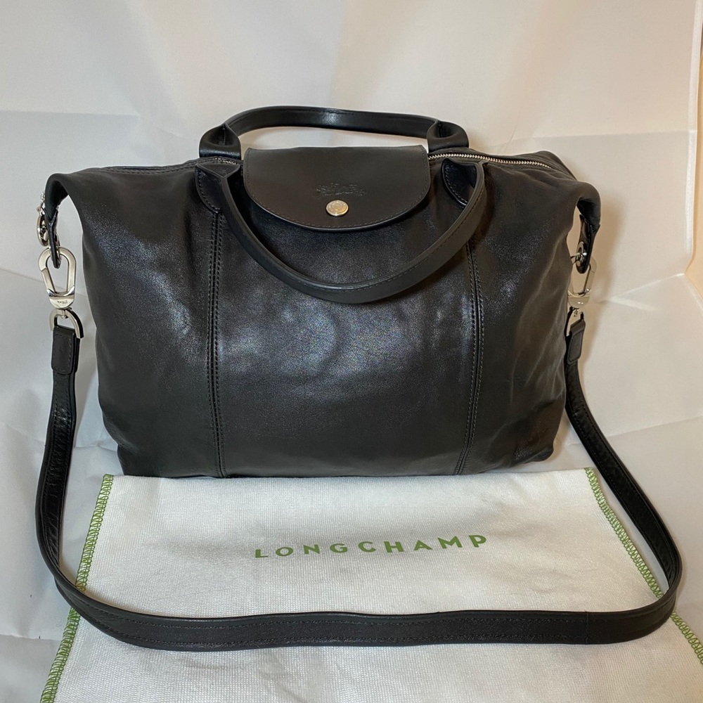 Longchamp Le Pliage Medium Leather Shoulder Bag